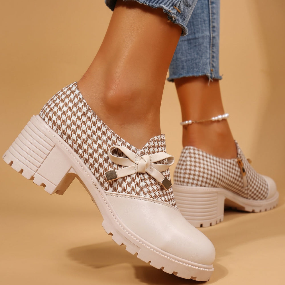 Mocasines de pata de gallo con lazo
