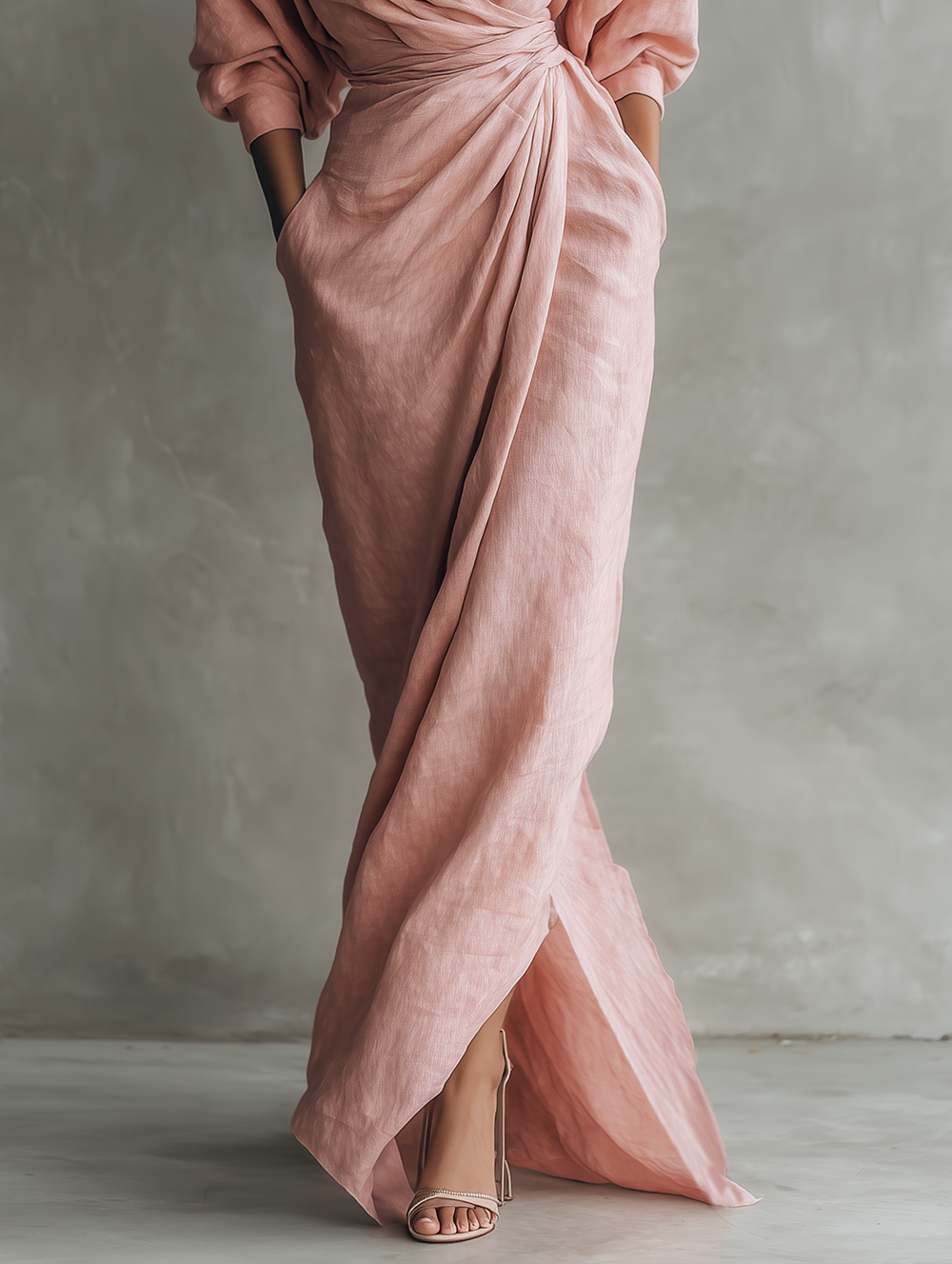 JILL - VESTIDO MAXI DE LINO CON ESCOTE EN V