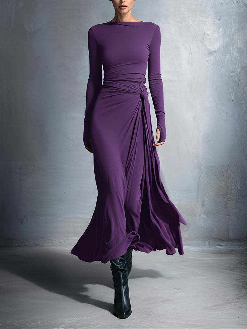 Naomie | Vestido Maxi con Botón Efecto Seda