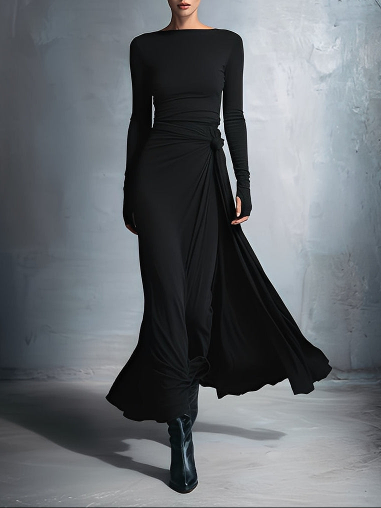 Naomie | Vestido Maxi con Botón Efecto Seda