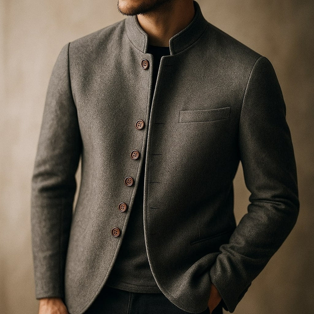 Matteo | Chaqueta de Lana con Cuello Mao