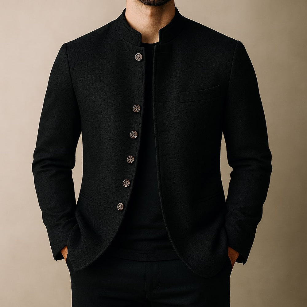Matteo | Chaqueta de Lana con Cuello Mao