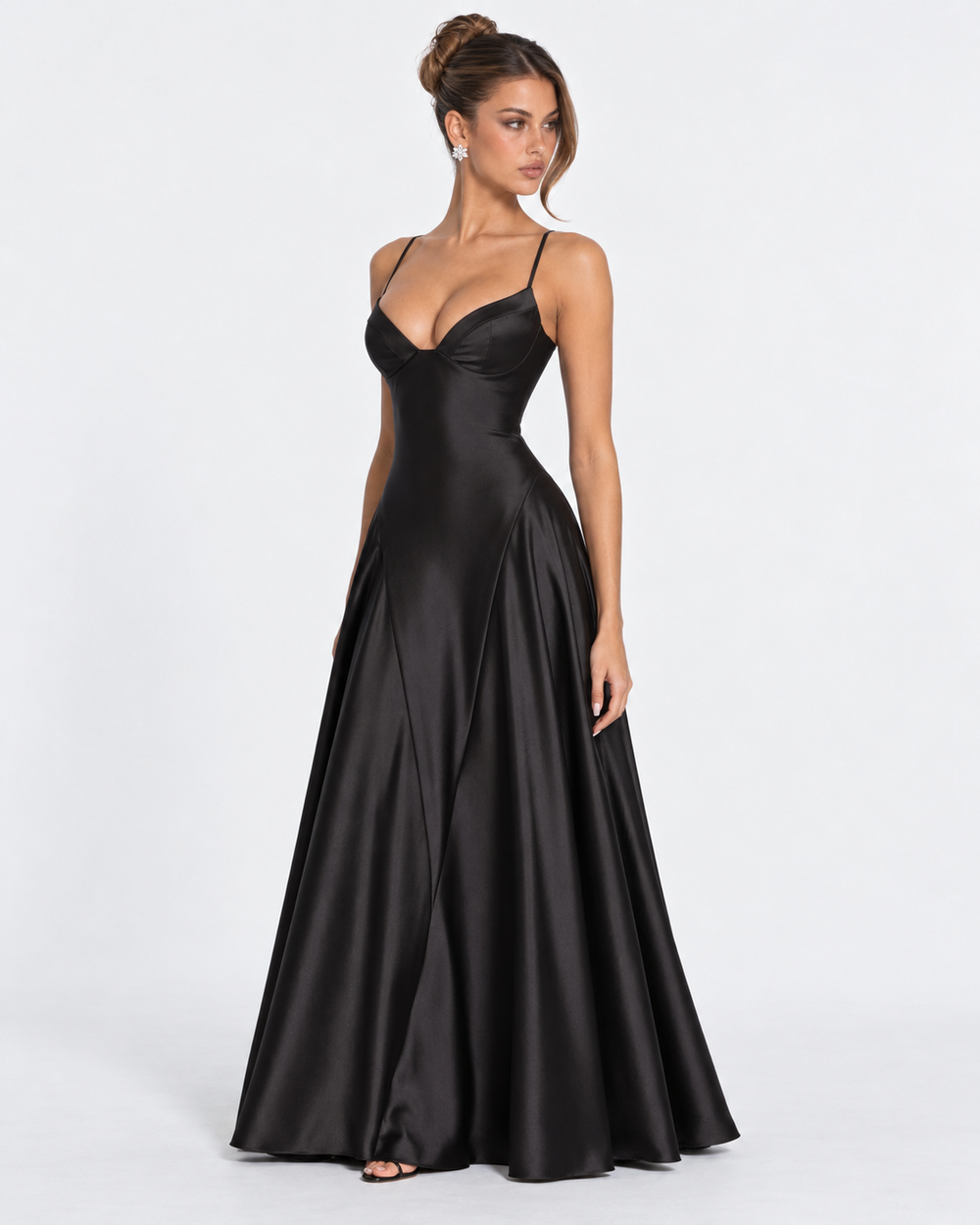 Vestido Largo de Satén Romance de Medianoche