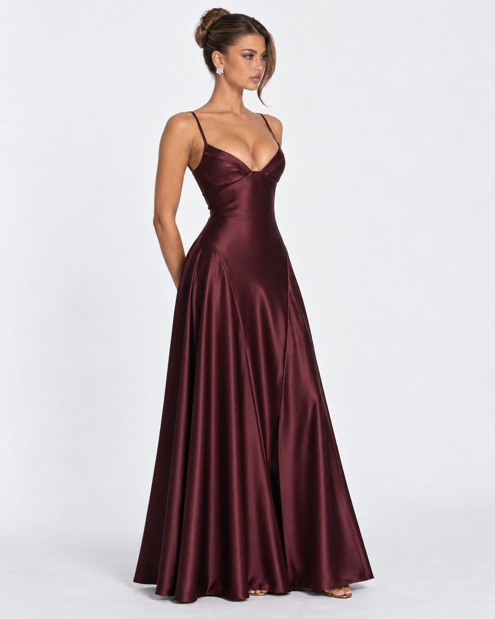 Vestido Largo de Satén Romance de Medianoche