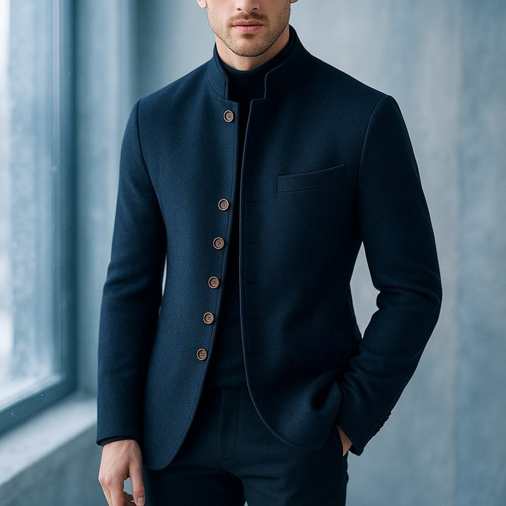 Matteo | Chaqueta de Lana con Cuello Mao
