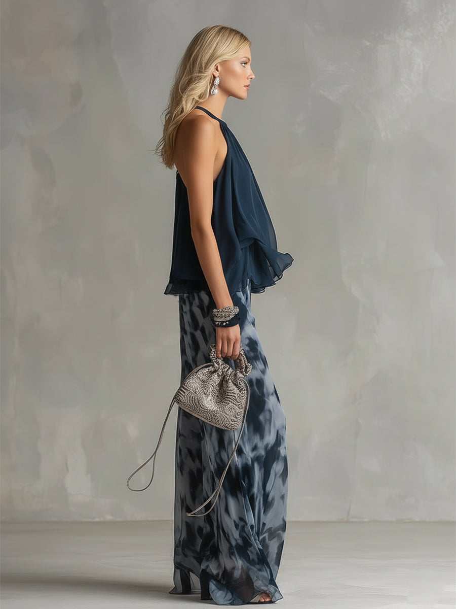 ÉLISE - CONJUNTO HALTER & PALAZZO PARA MUJER