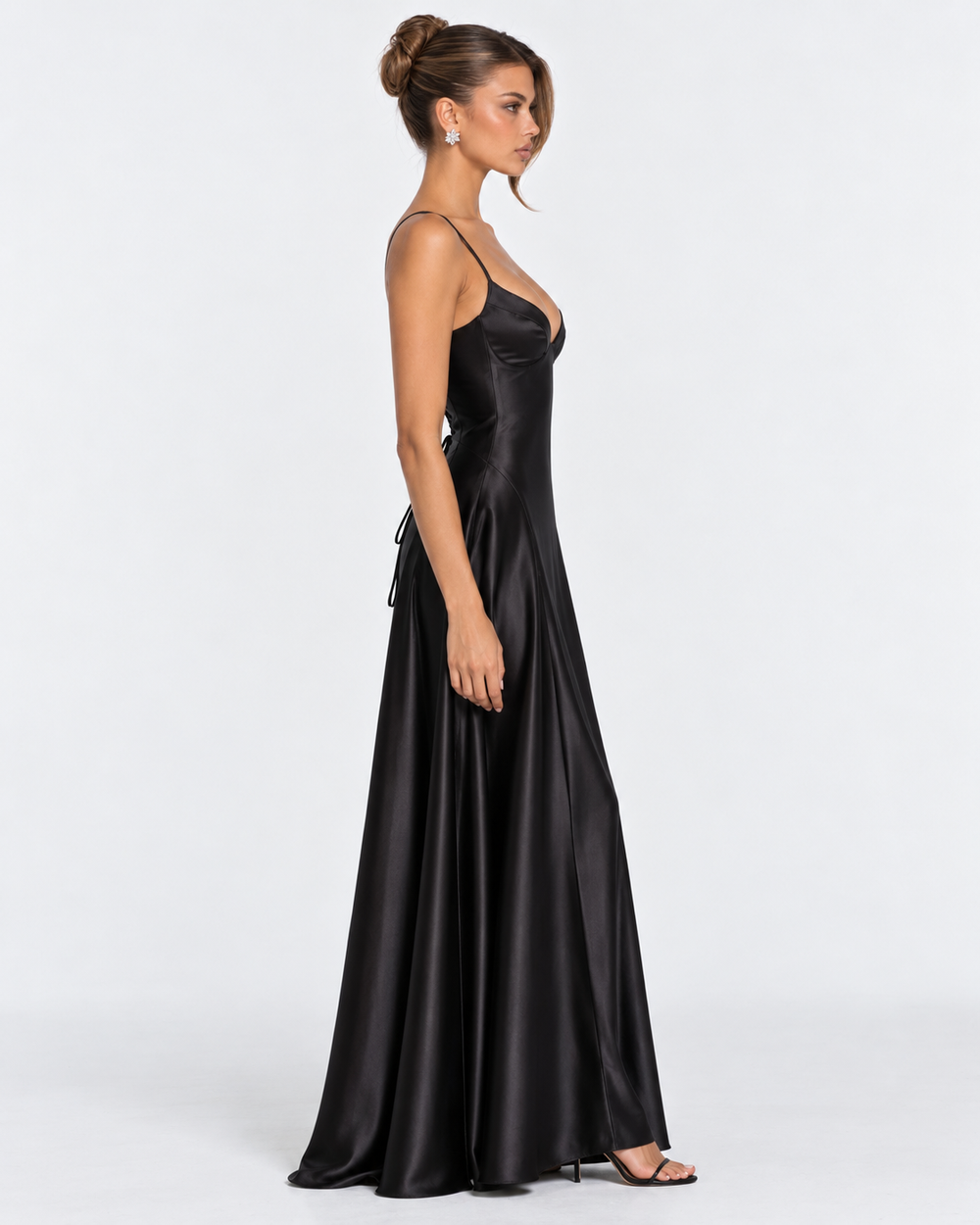 Vestido Largo de Satén Romance de Medianoche