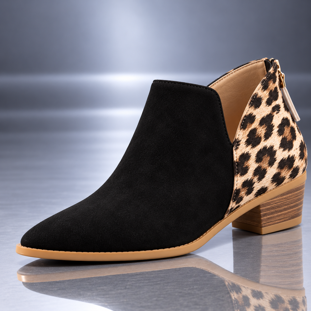Botines de ante con panel de leopardo