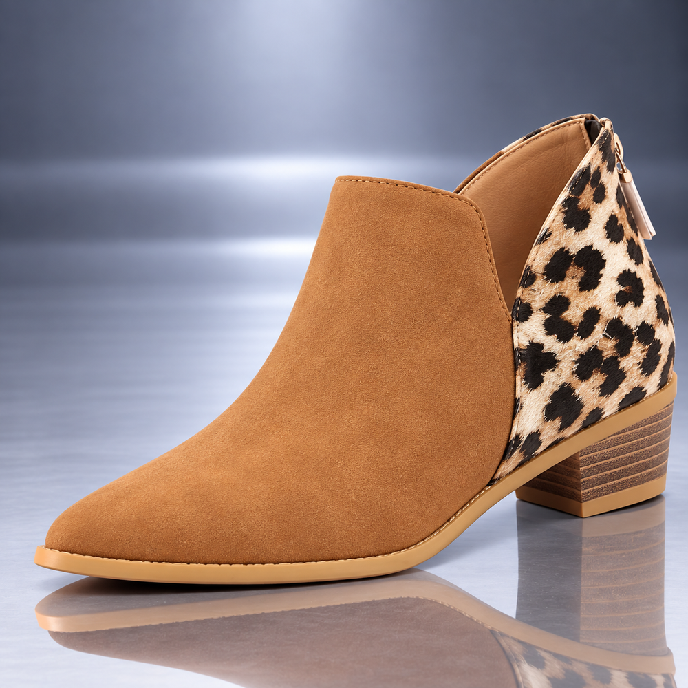 Botines de ante con panel de leopardo