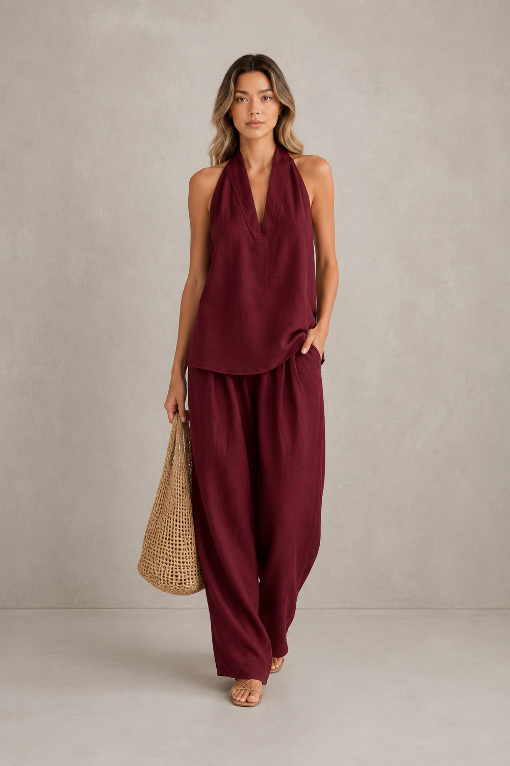 AINHOA - CONJUNTO DE DOS PIEZAS CON TEXTURA DE LINO