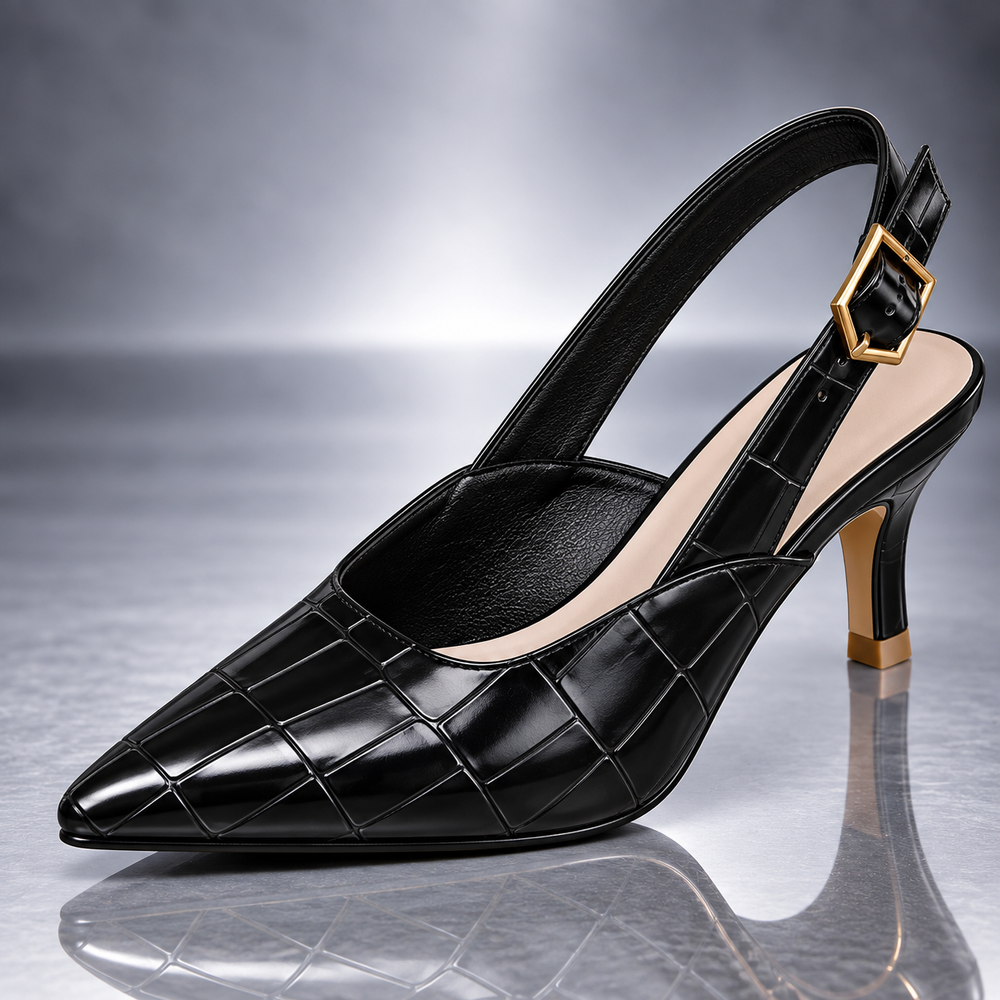 Tacones destalonados efecto croco