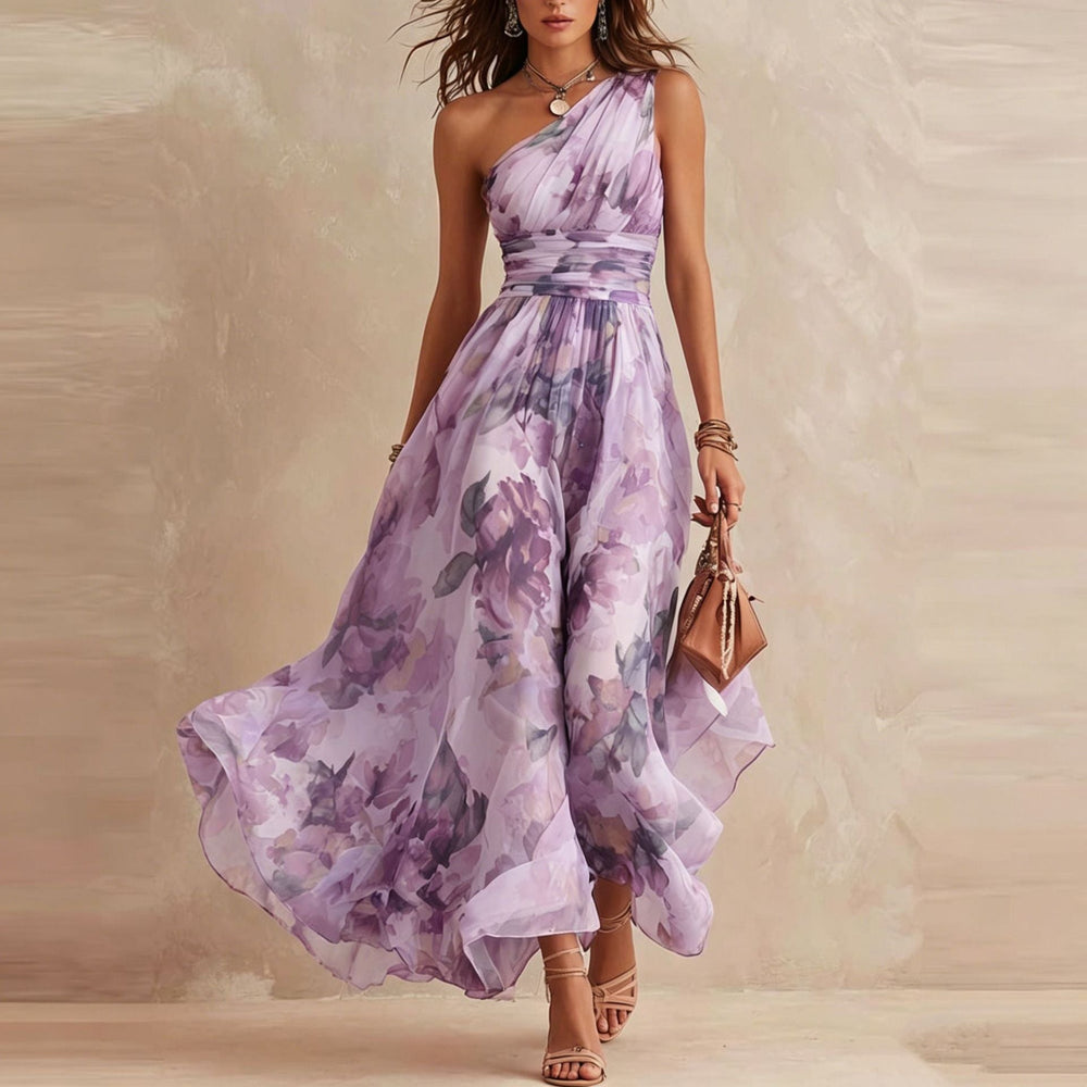 AURORA - VESTIDO FLORAL DE UN HOMBRO