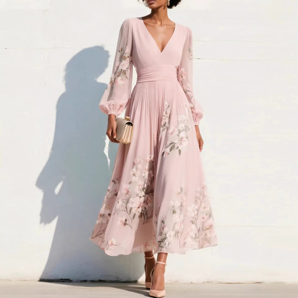 Serafina – vestido plisado con escote en V