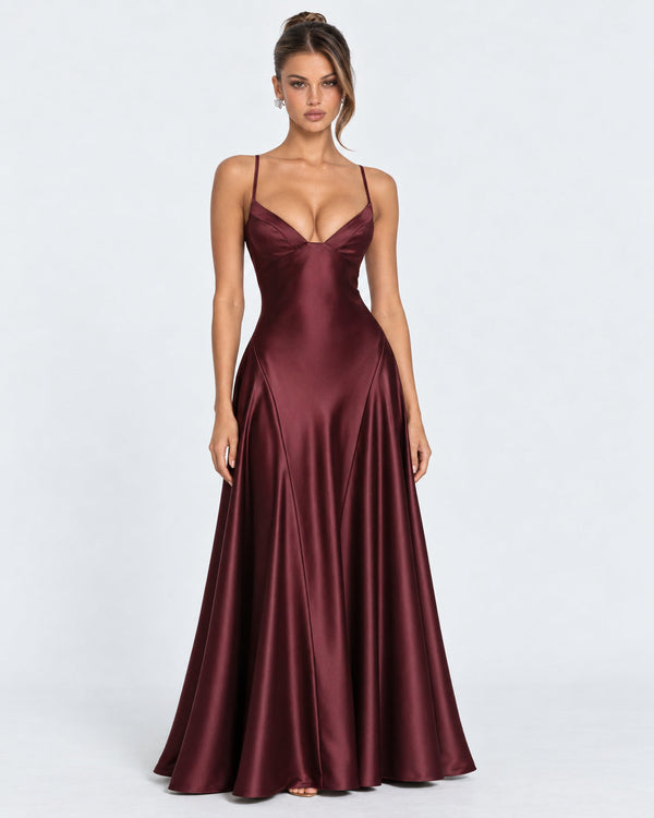 Vestido Largo de Satén Romance de Medianoche