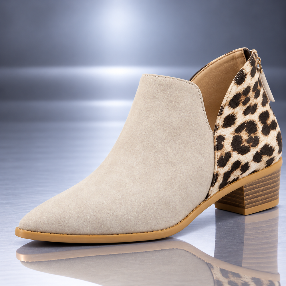 Botines de ante con panel de leopardo