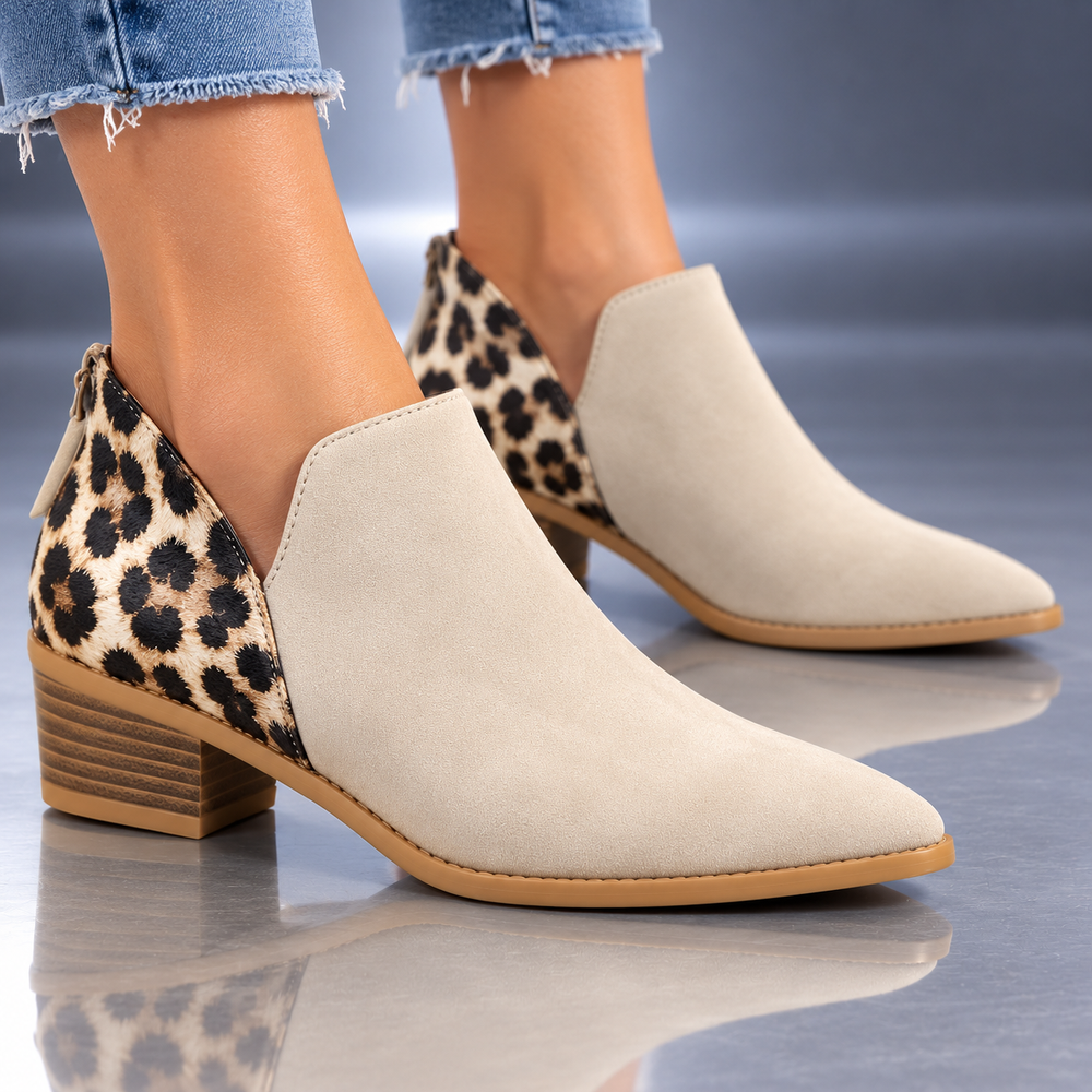 Botines de ante con panel de leopardo
