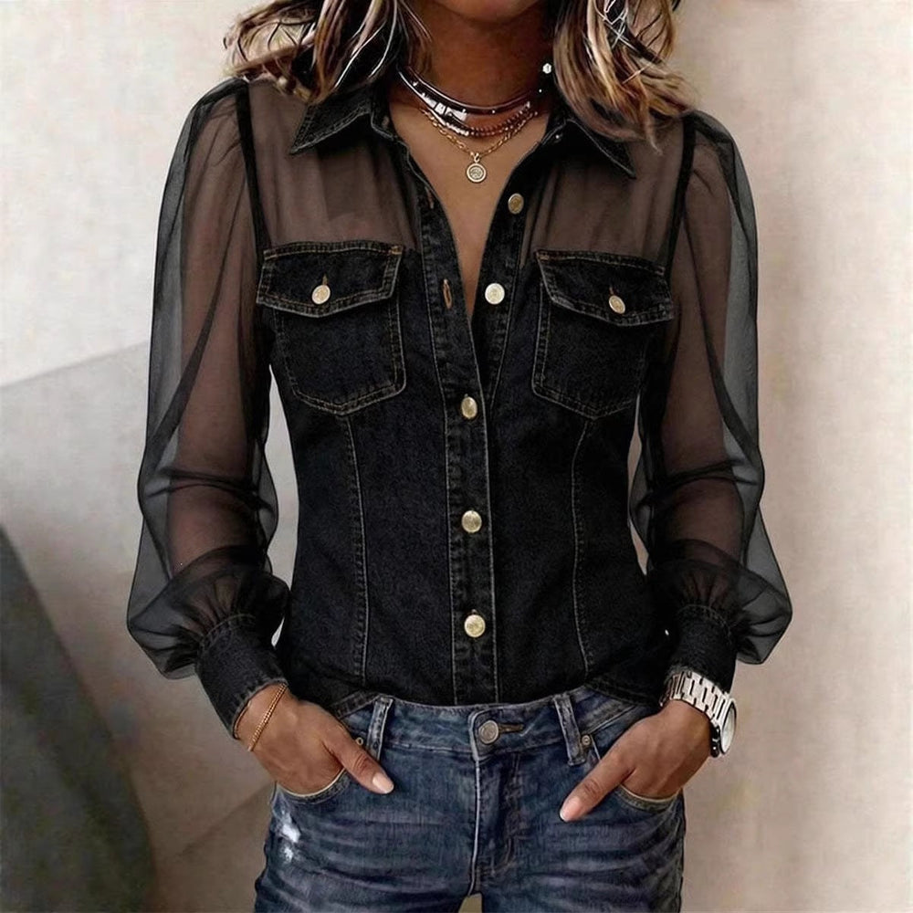 Élodie | Blusa elegante con efecto denim