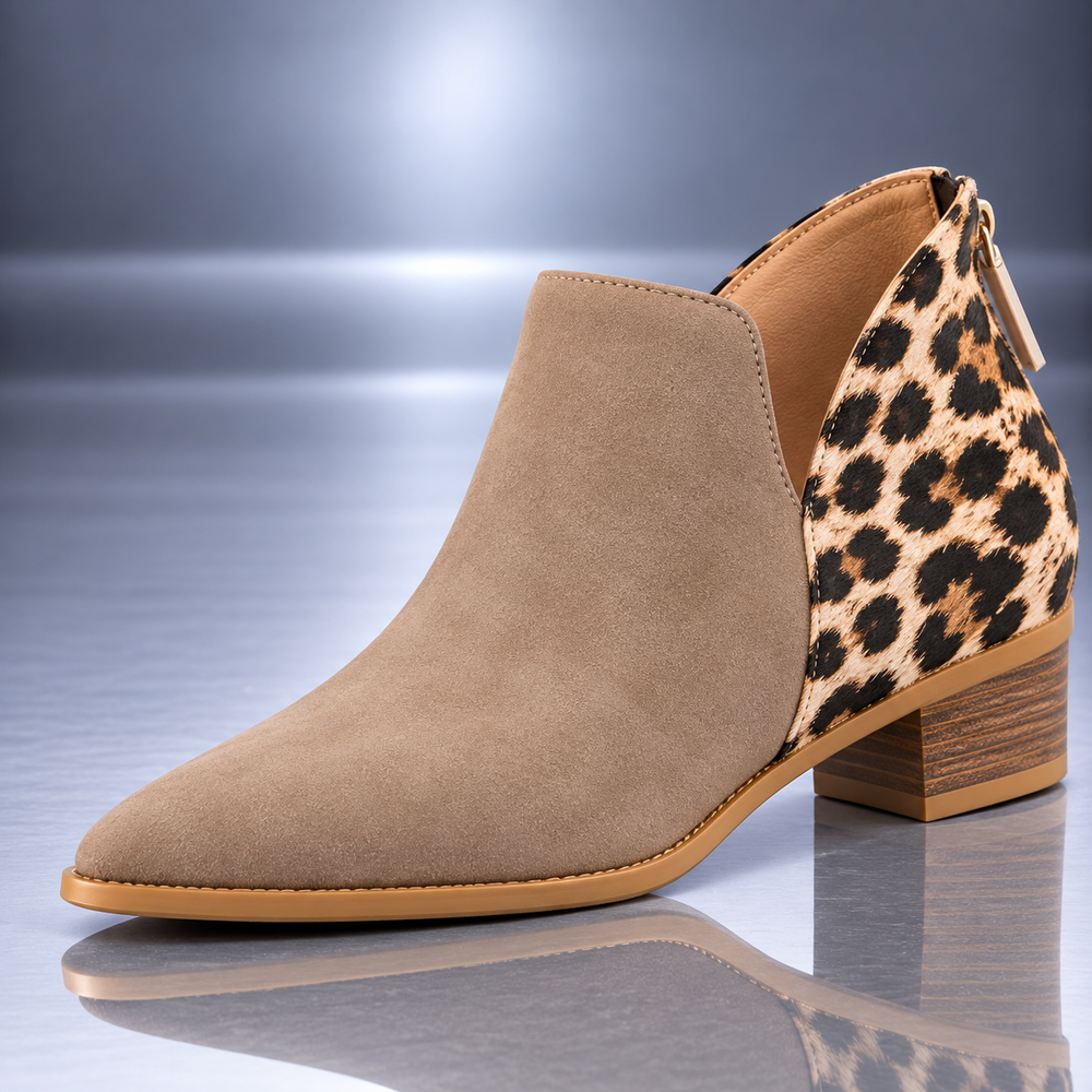 Botines de ante con panel de leopardo