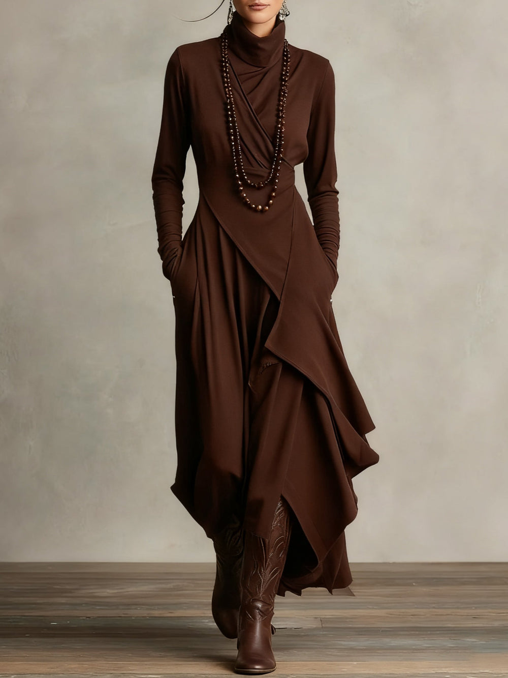 Arielle | Vestido Vintage Asimétrico con Cuello Alto