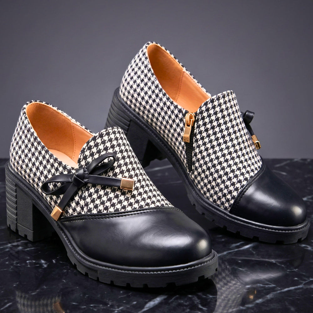 Mocasines de pata de gallo con lazo