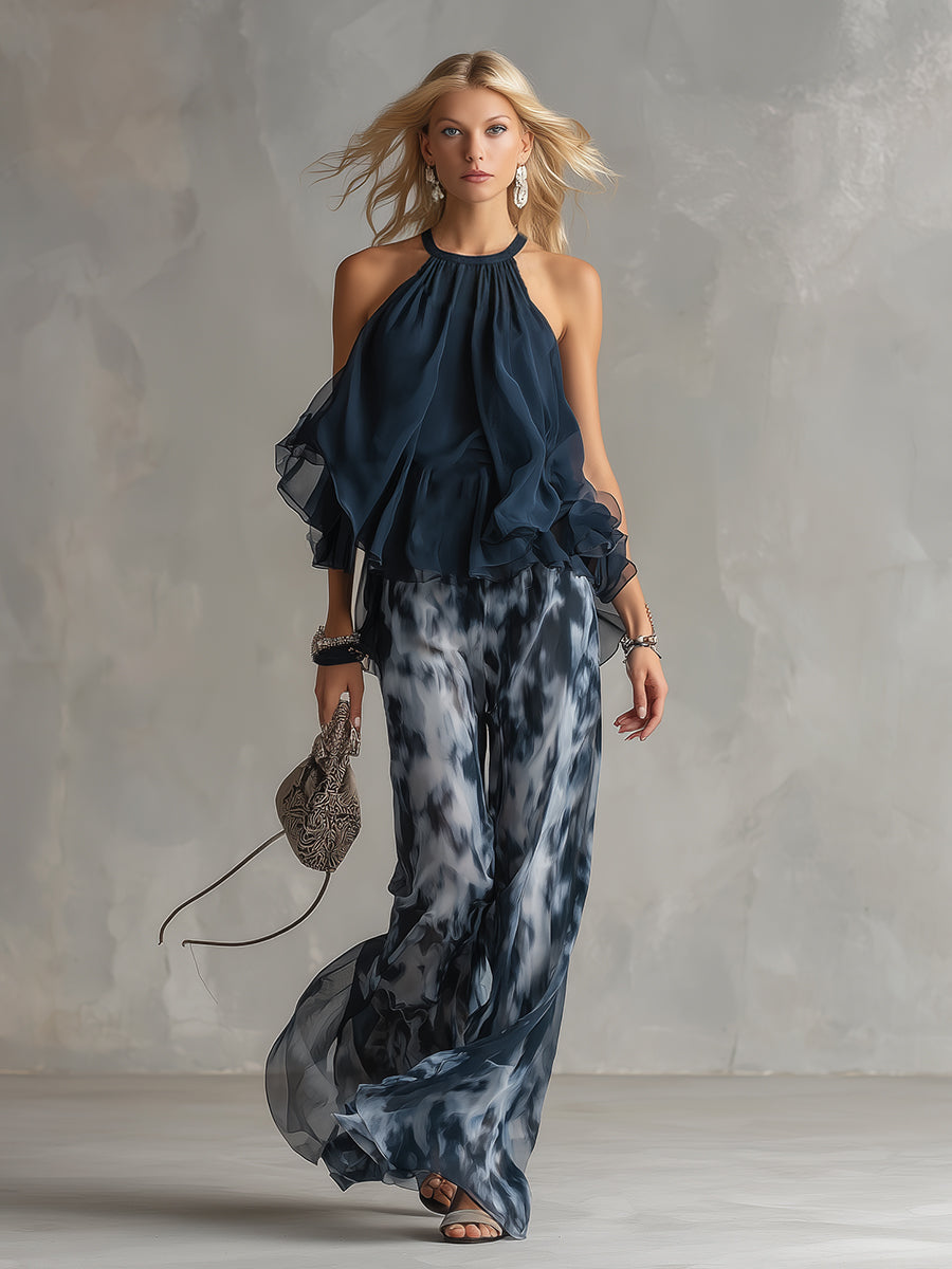 ÉLISE - CONJUNTO HALTER & PALAZZO PARA MUJER
