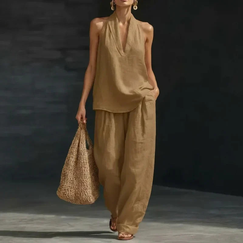 AINHOA - CONJUNTO DE DOS PIEZAS CON TEXTURA DE LINO