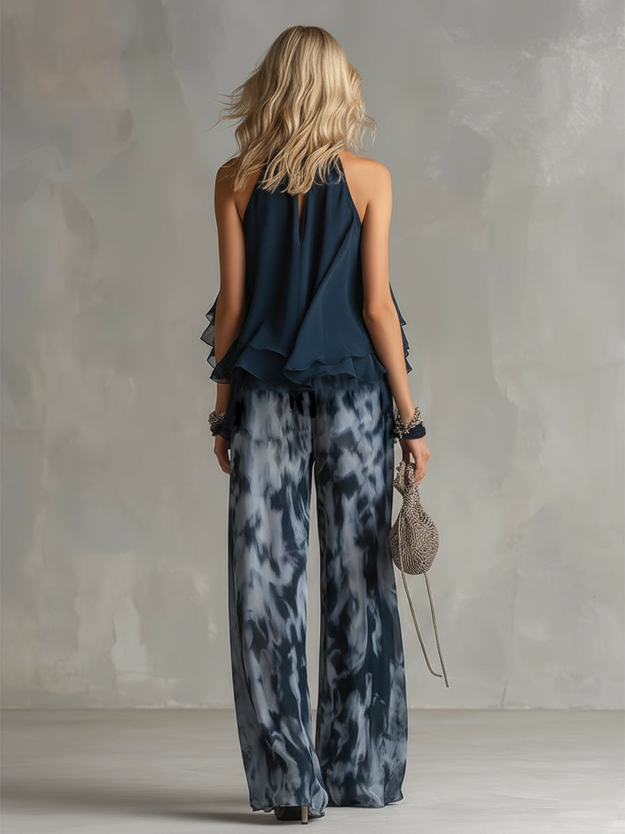 ÉLISE - CONJUNTO HALTER & PALAZZO PARA MUJER