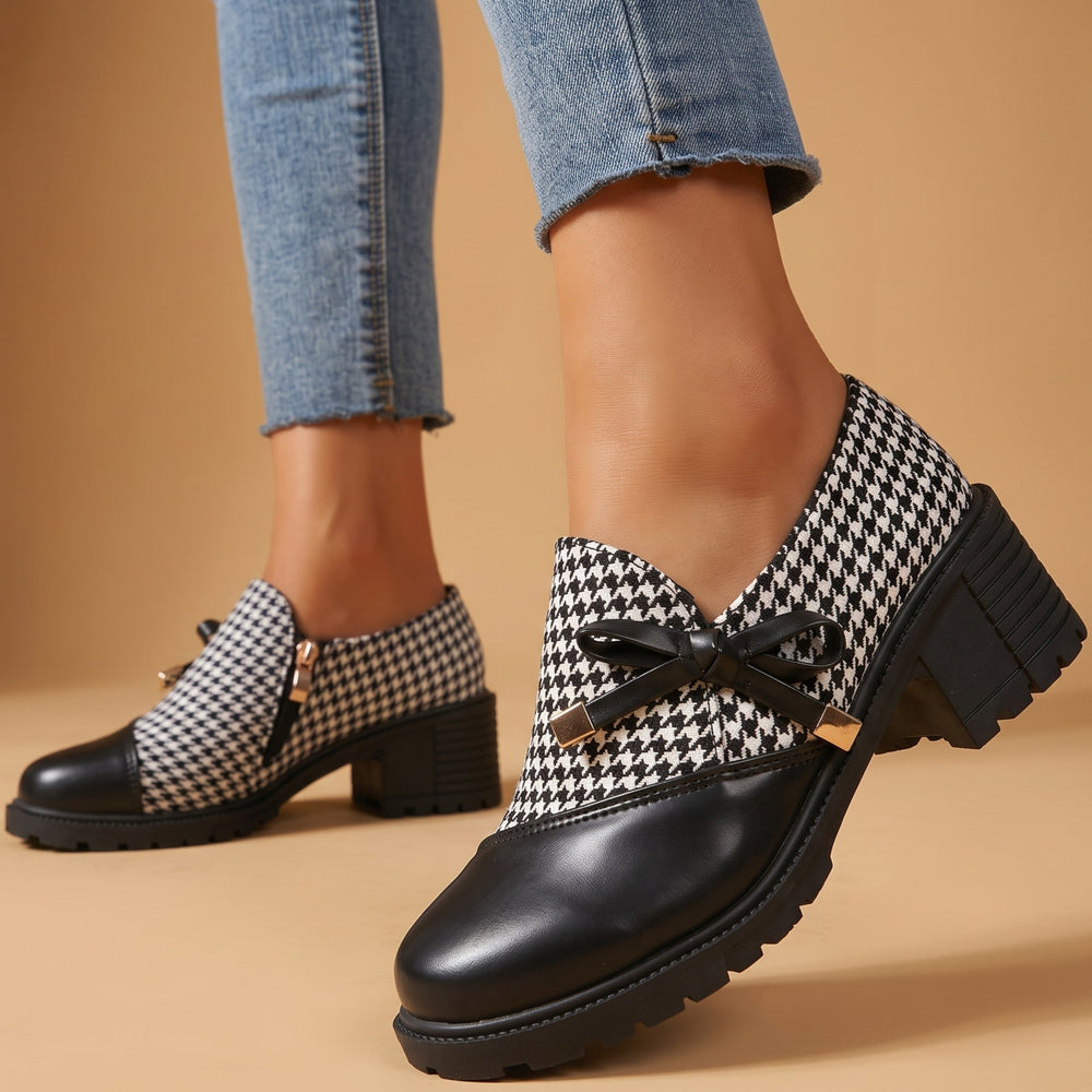 Mocasines de pata de gallo con lazo