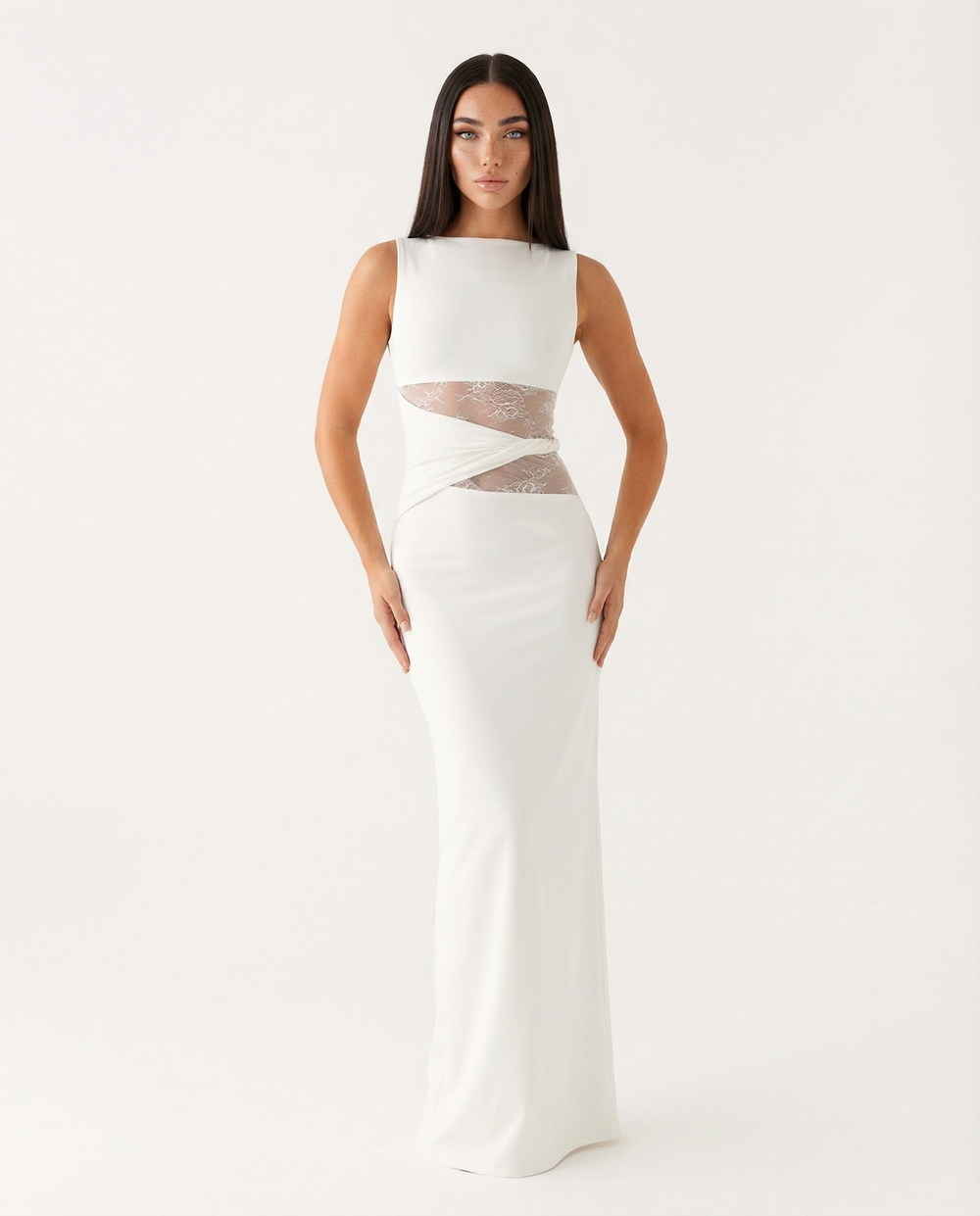 Vestido Largo Ilusión de Encaje