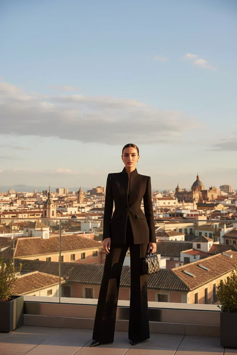 GIA - CONJUNTO ELEGANTE CON BLAZER Y PANTALÓN PALAZZO
