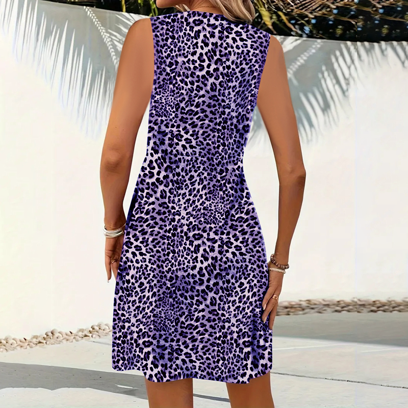 Vestido de mujer con escote en V y estampado de leopardo – atrevido, favorecedor y versátil
