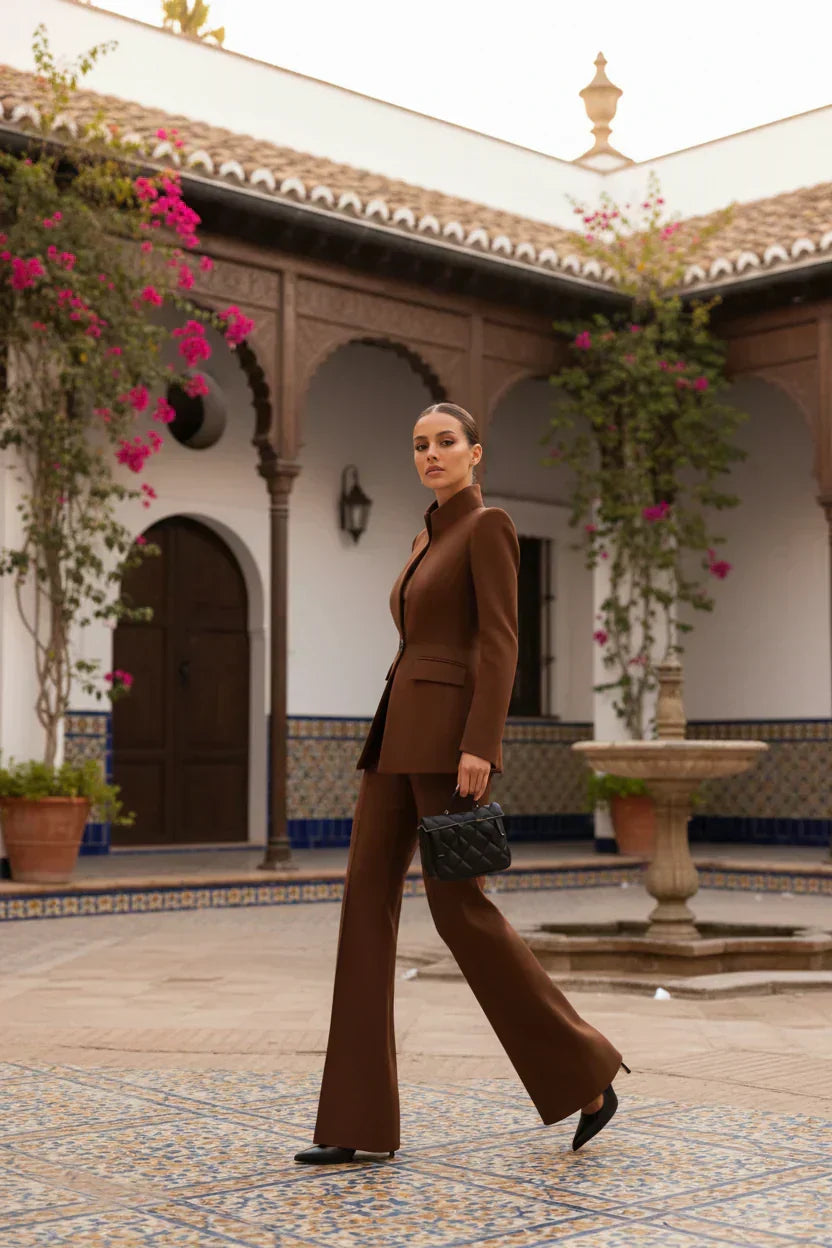 GIA - CONJUNTO ELEGANTE CON BLAZER Y PANTALÓN PALAZZO